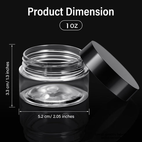 SATINIOR 6 Pack 1 oz Plastic Jars Containers with Lids Wide Mouth Refillable Leakproof Reusable Round Empty Jars for Travel Cosmetic Dry Food Spic...